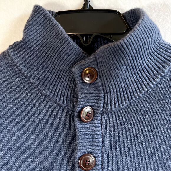 IZOD Mens Sweater XXL Heather Blue/Gray, Buttons, Ski, Heavy, Warm, Preppy, Golf - Picture 5 of 9